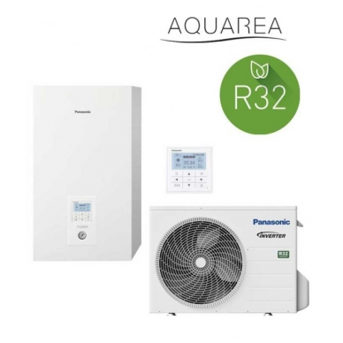 Šilumos siurblys oras/vanduo Panasonic Aquarea WH-SDC0709J3E5 WH-UD09JE5 9 kw be boilerio iki 190 m2 R32 1 fazė 1