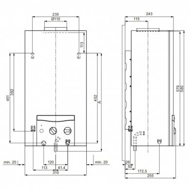 Dujinė karšto vandens šildymo kolonėlė Vaillant MAG mini 114/1 I (H-INT) 4