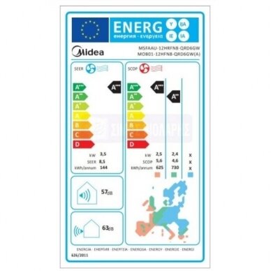 MIDEA SPLIT BREEZELESS bevėjis sieninis šilumos siurblys oras - oras 6