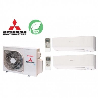 MITSUBISHI MULTI - SPLIT INVERTER lauko blokas su STANDART sieniniu oro kondicionieriumi 2-iems kambariams 3