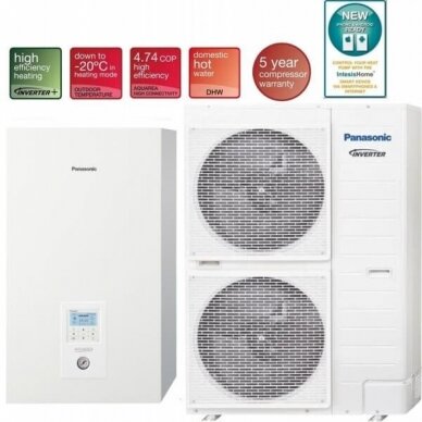 Panasonic Aquarea Bi Bloc T-CAP WH-SXC09H3E8 WH-UX09HE8 9 kW šilumos siurblys 3