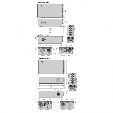 ENSY AHU-400HH/HV1 430 m3/val. rekuperatorius su integruotu Wi-fi valdymo pultu spalvotu ekranu 2