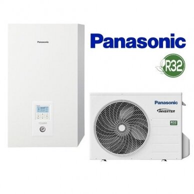 Šilumos siurblys oras/vanduo Panasonic Aquarea WH-SDC0709J3E5 WH-UD09JE5 9 kw be boilerio iki 190 m2 R32 1 fazė